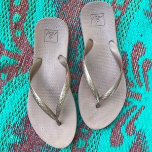 Rose gold Reef flip flops